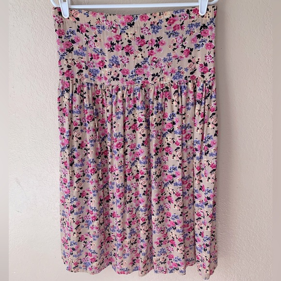 Vintage Pink Purple Floral Tired Fairy Cottagecore Midi Skirt Size 10 - Picture 2 of 8